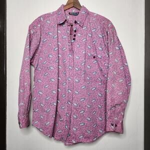 Vintage 90's Paris Spot Club Pink Button up Shirt Women's Size Medium